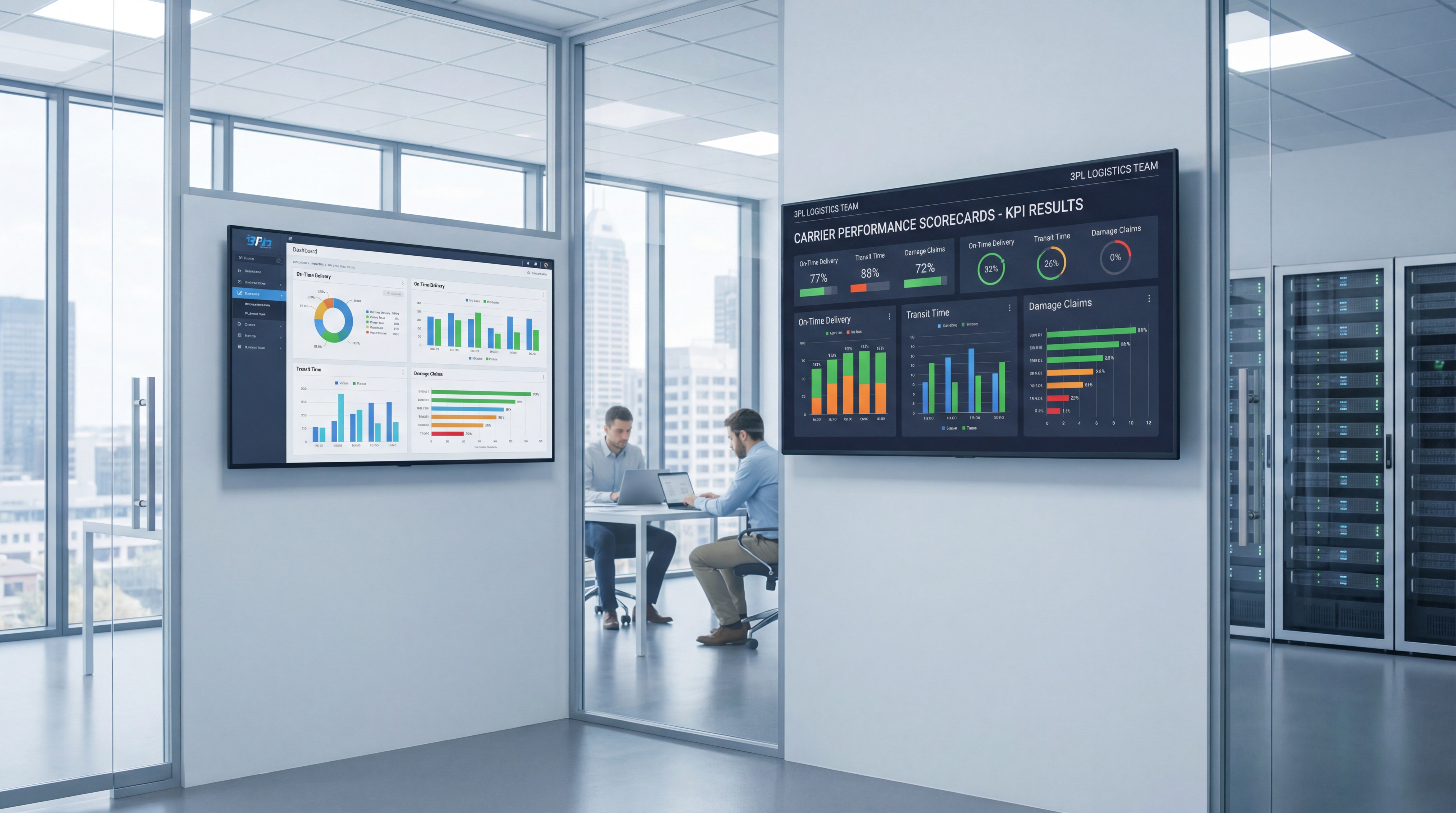 Dashboard showing carrier performance scorecards KPIs and exceptions