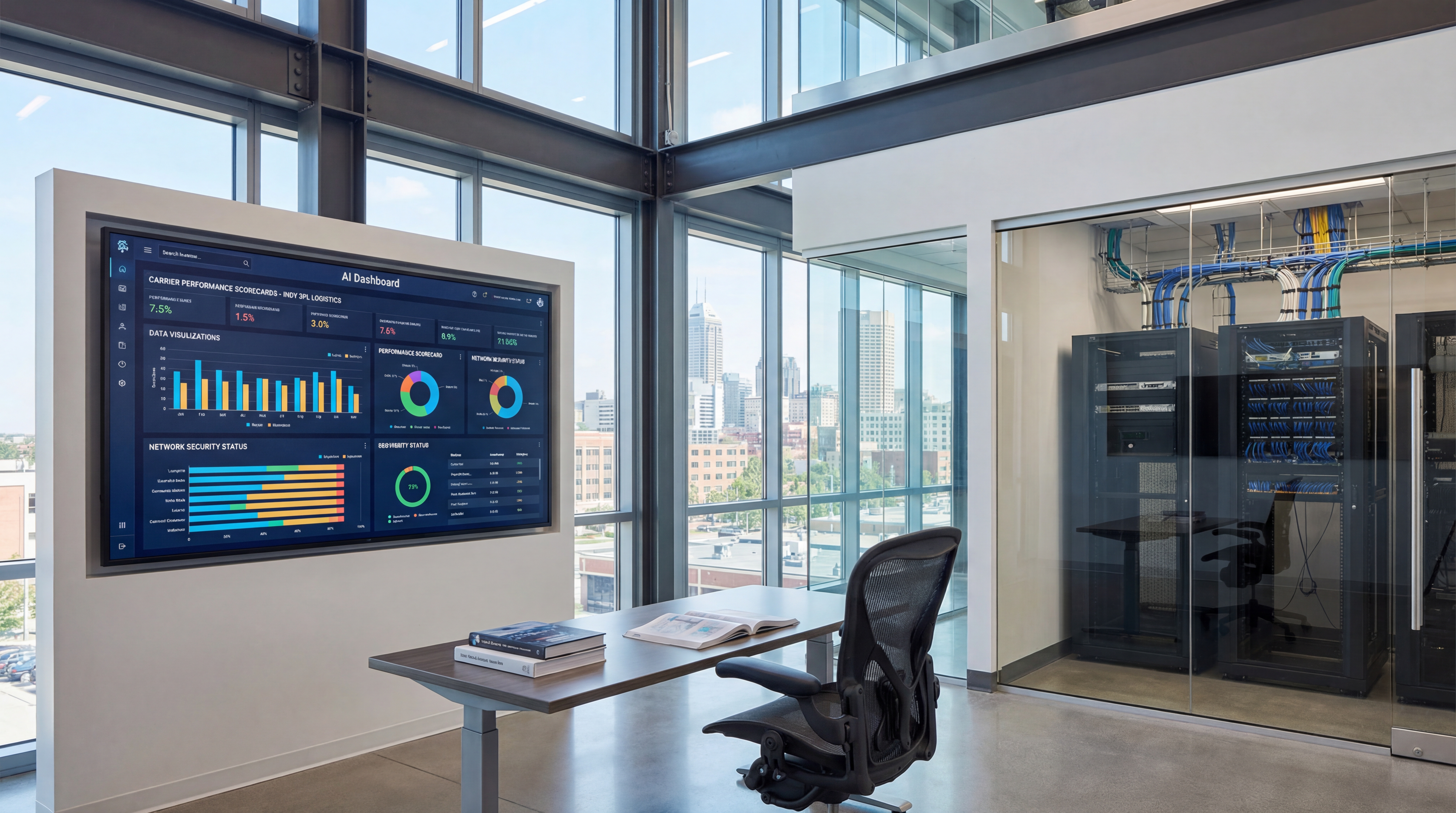 3PL operations team reviewing carrier performance scorecards dashboards in Indianapolis