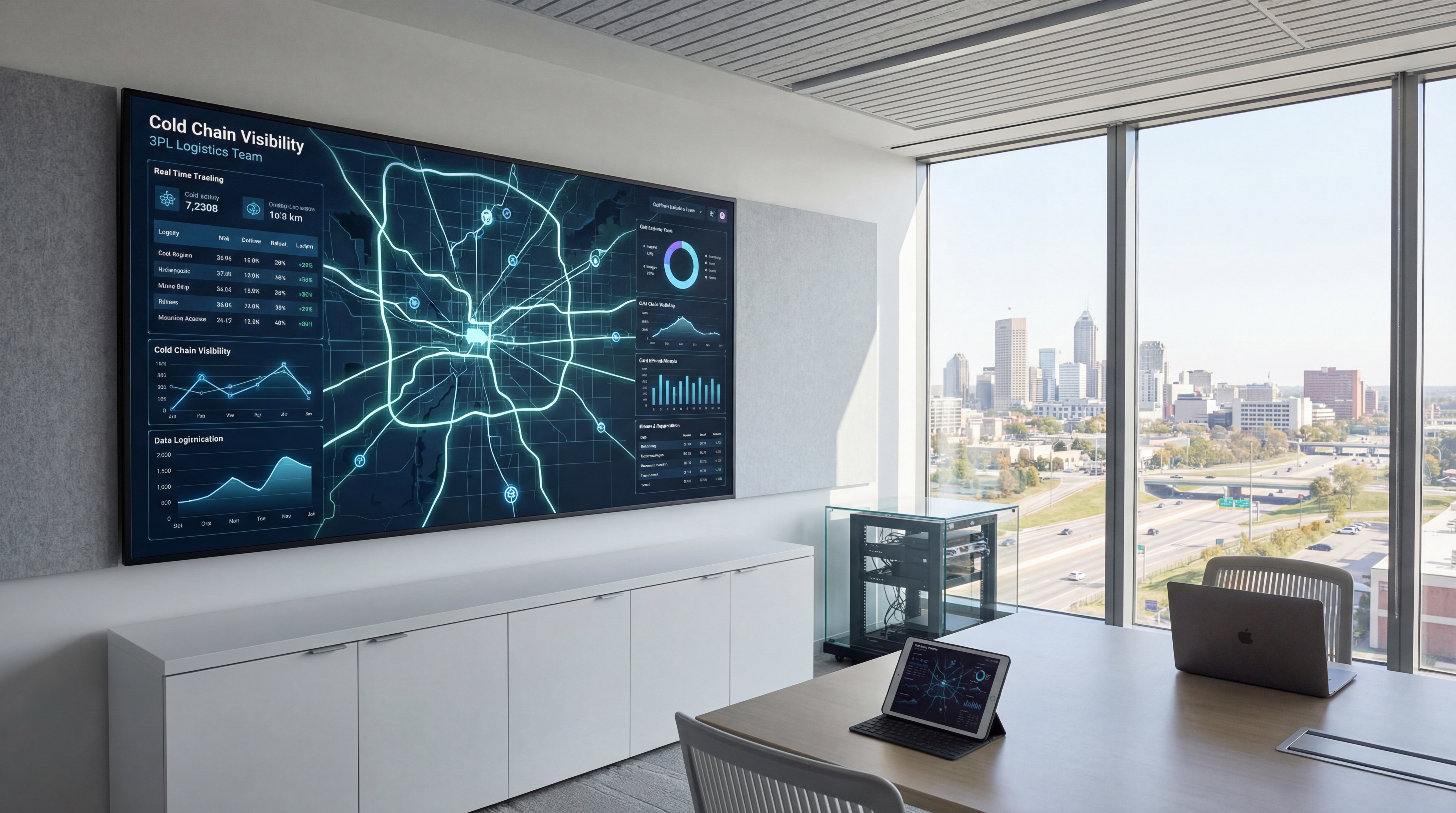 3PL operations team reviewing cold chain visibility dashboards in Indianapolis