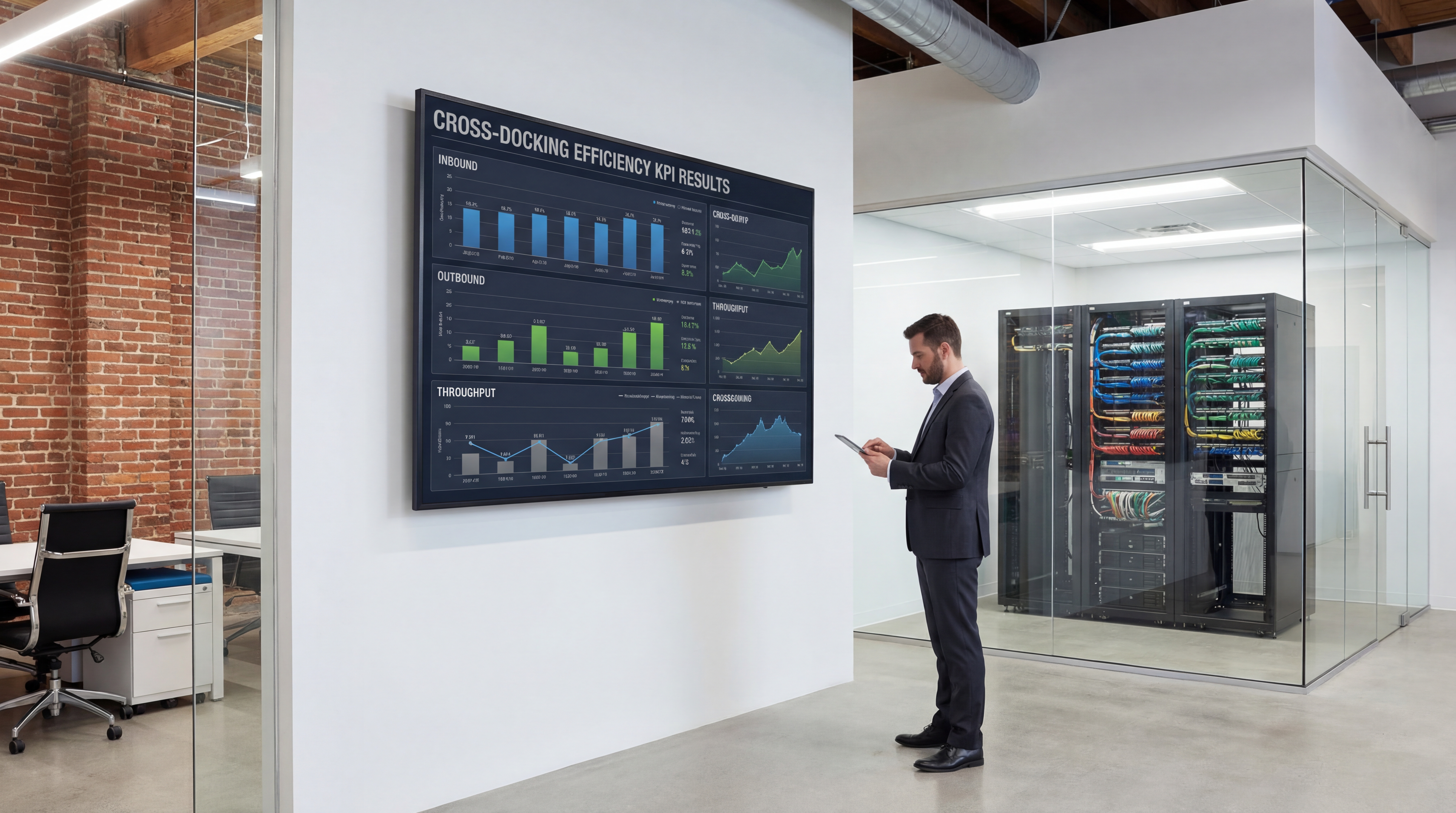 Dashboard showing cross-docking efficiency KPIs and exceptions