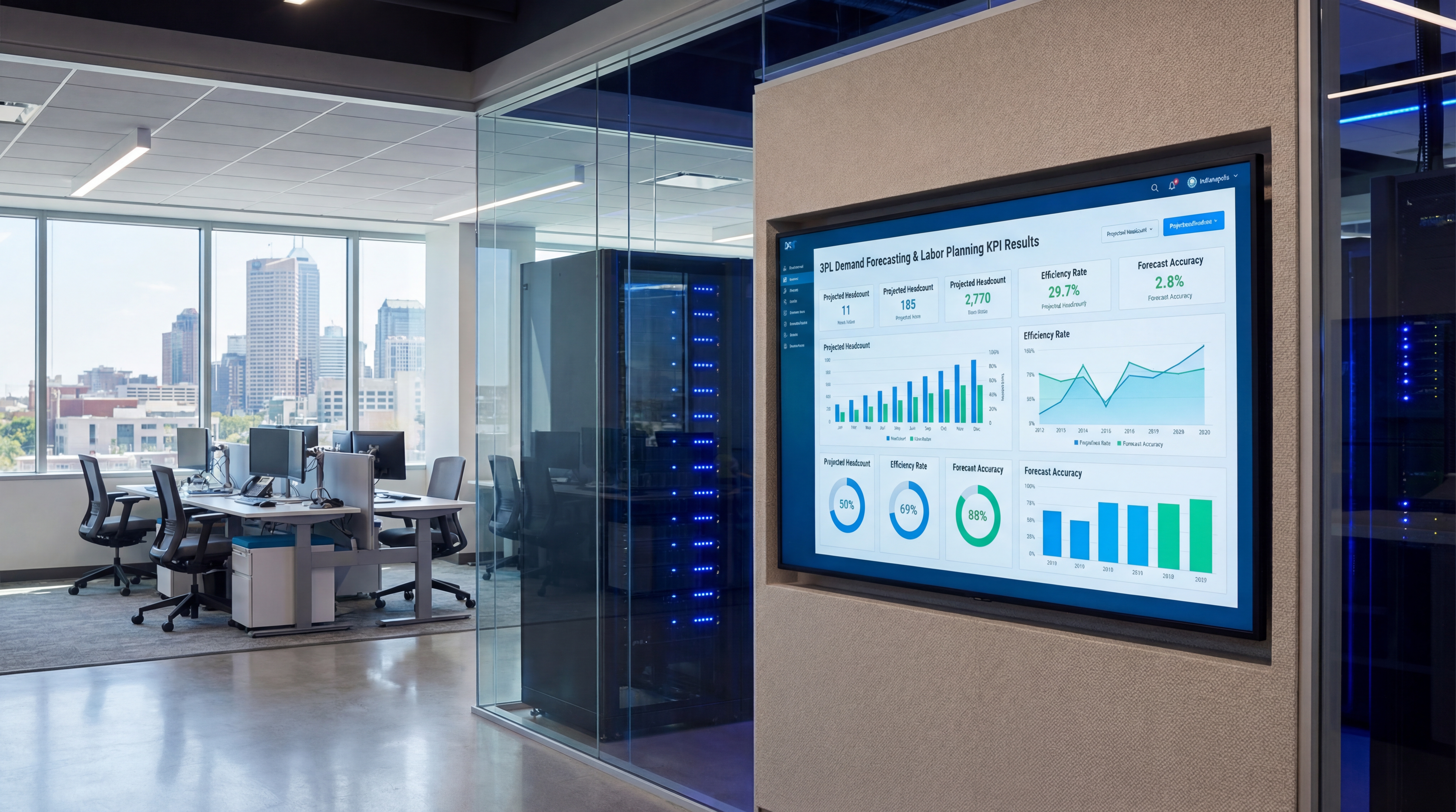 Dashboard showing demand forecasting labor planning KPIs and exceptions