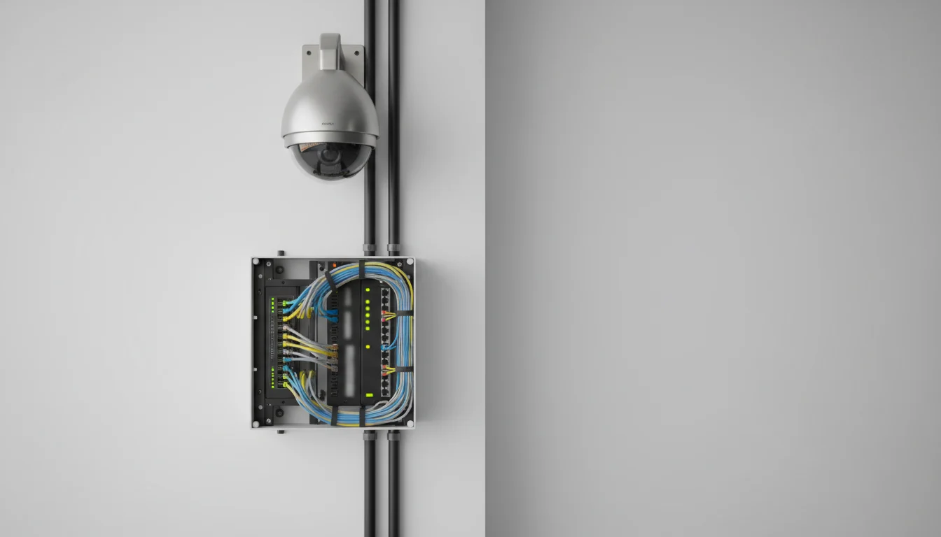 Security camera and networking equipment for a business install