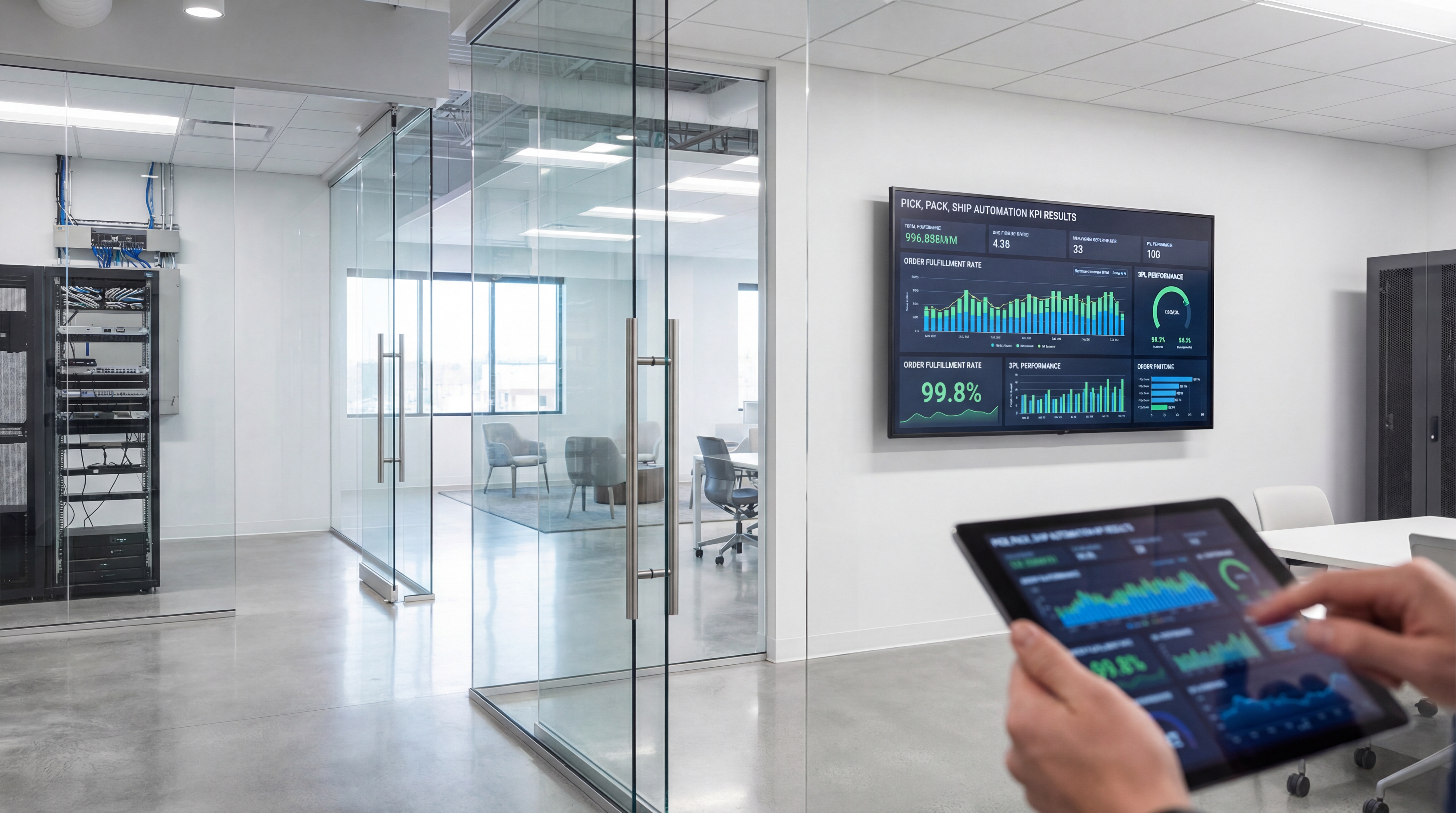 Dashboard showing pick pack ship automation KPIs and exceptions