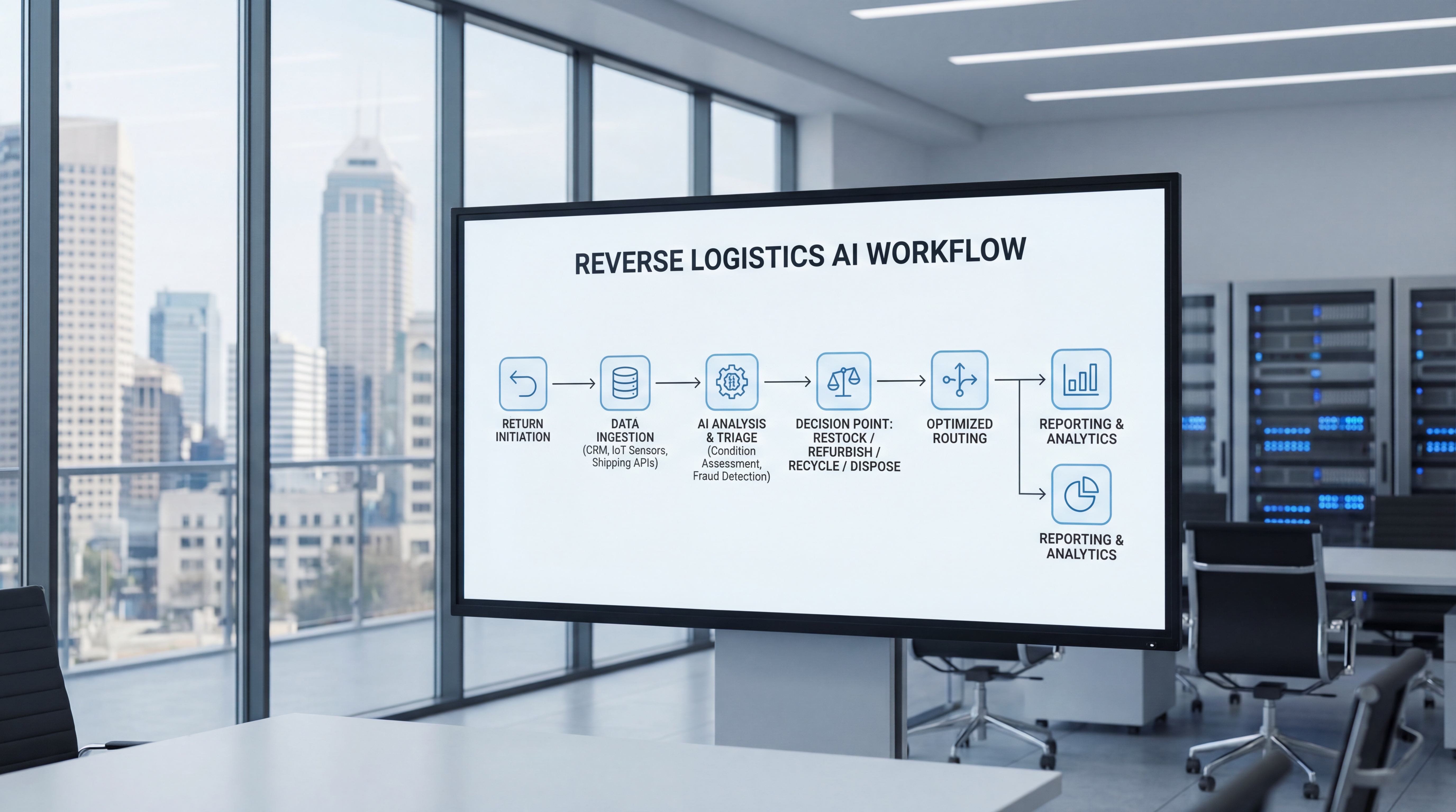 Process diagram for reverse logistics AI improvement roadmap