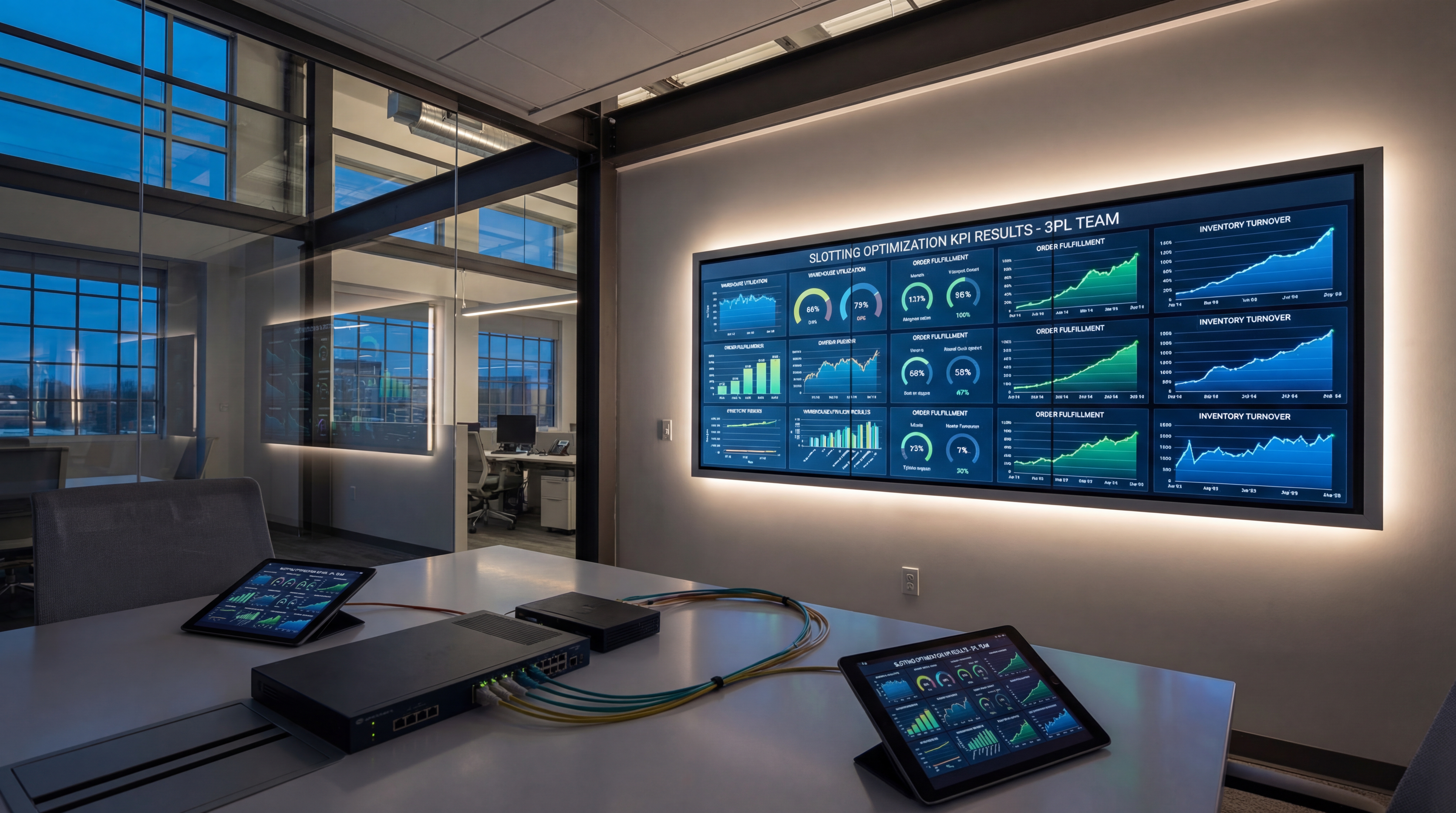 Dashboard showing slotting optimization KPIs and exceptions