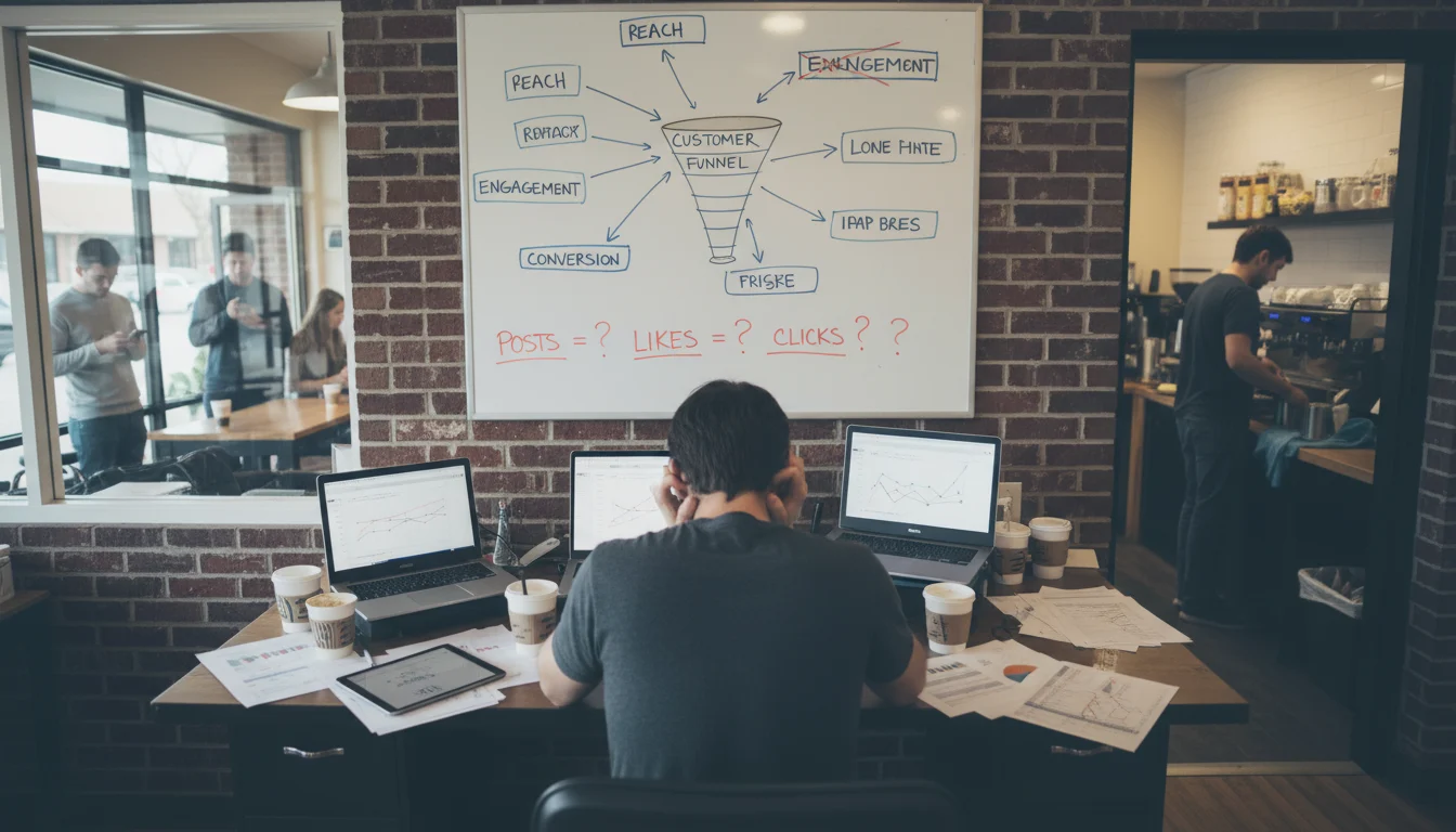 Pain scenario in social media analytics KPI tracking before a structured implementation strategy.
