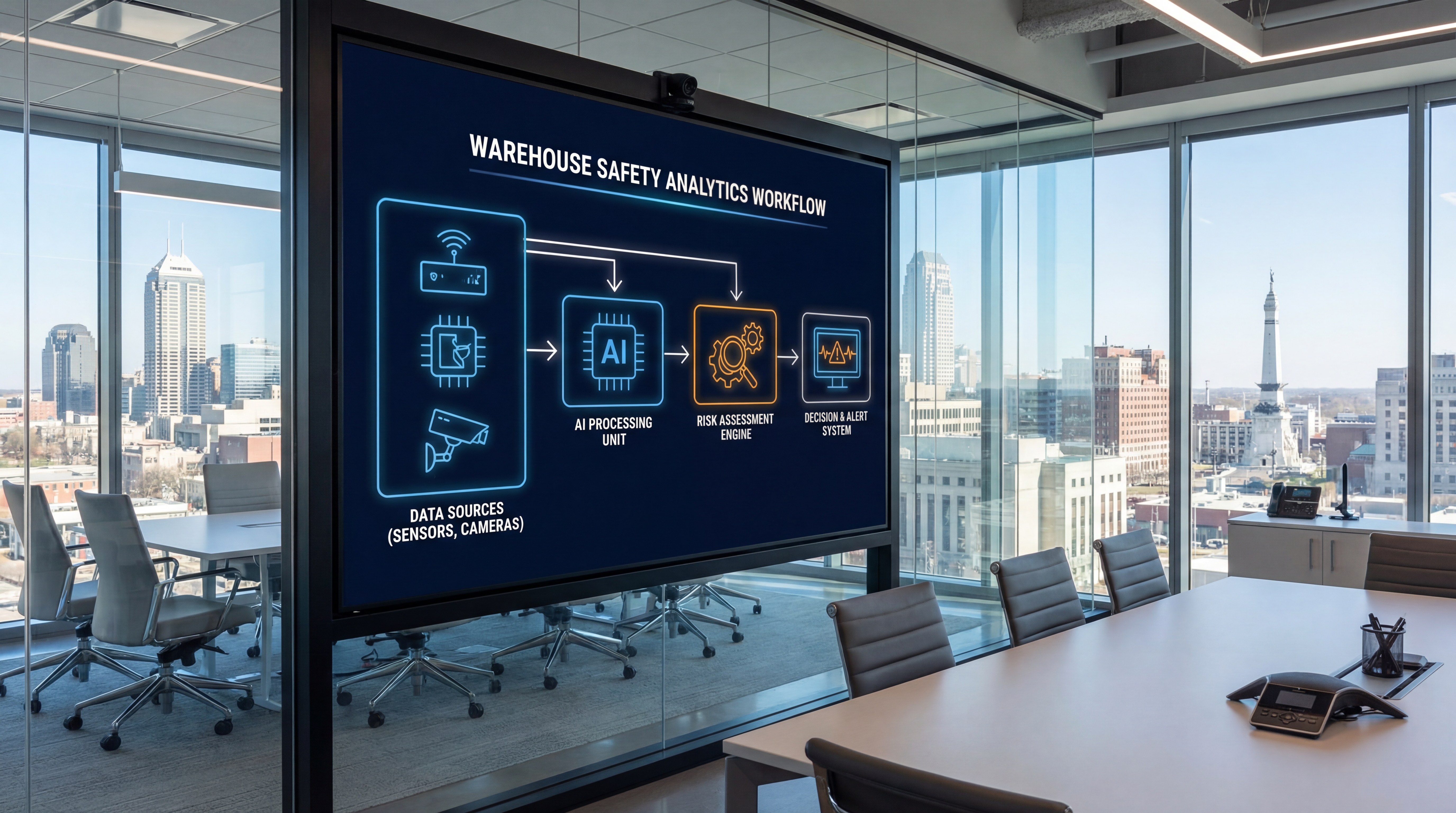 Process diagram for warehouse safety analytics improvement roadmap