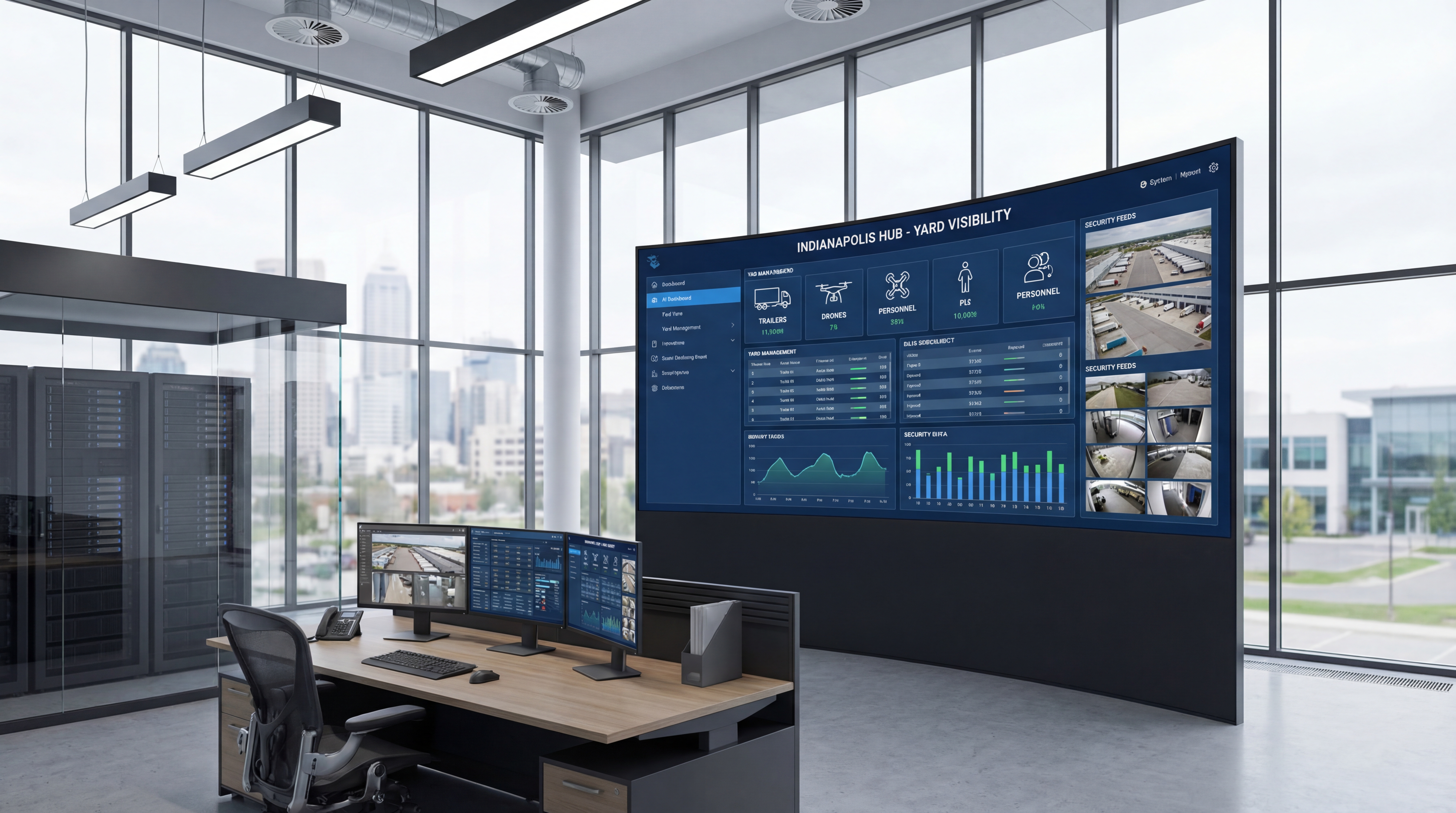 3PL operations team reviewing yard management visibility dashboards in Indianapolis