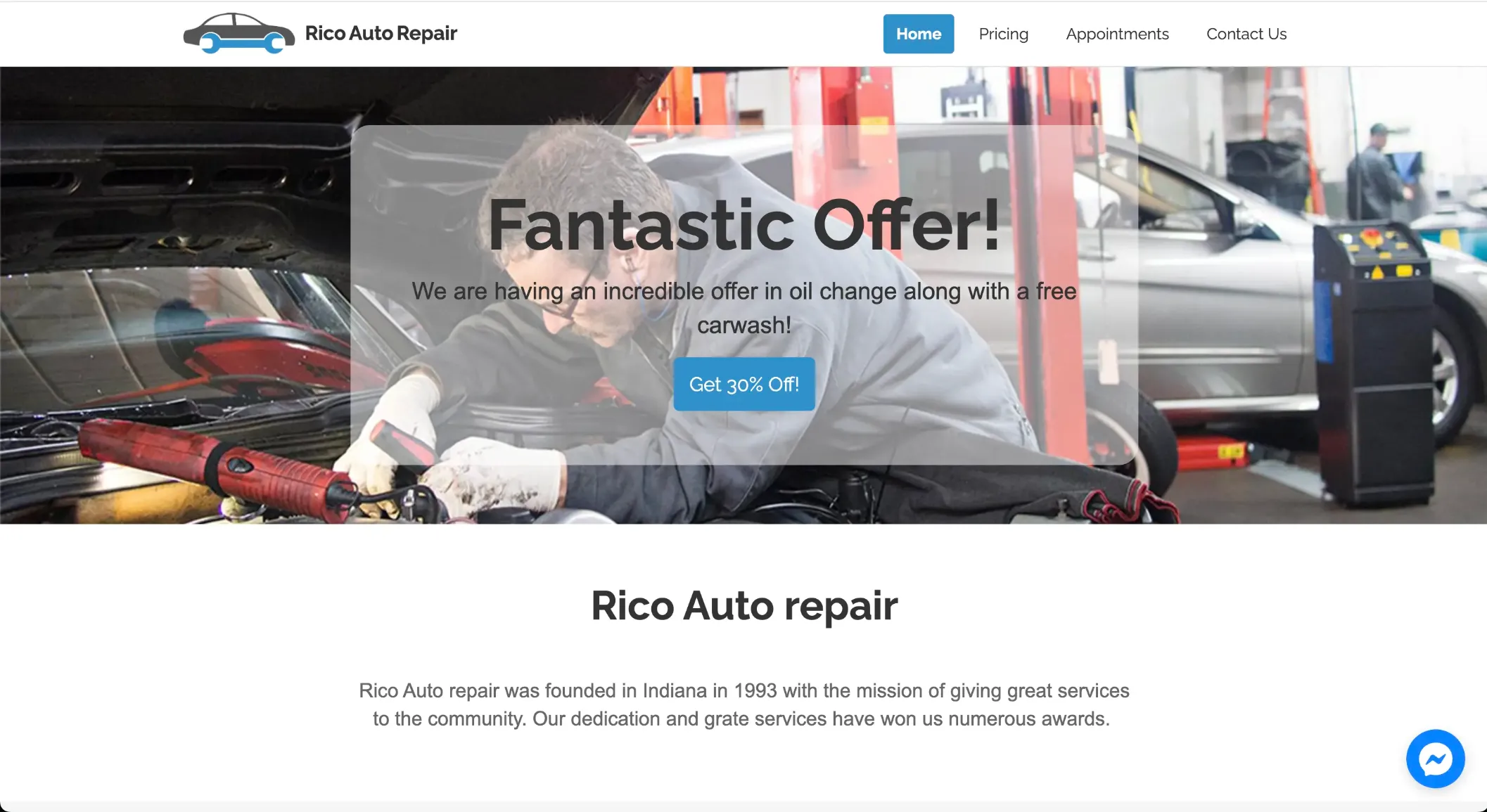 Auto Repair Shop Demo Website by Sowynet
