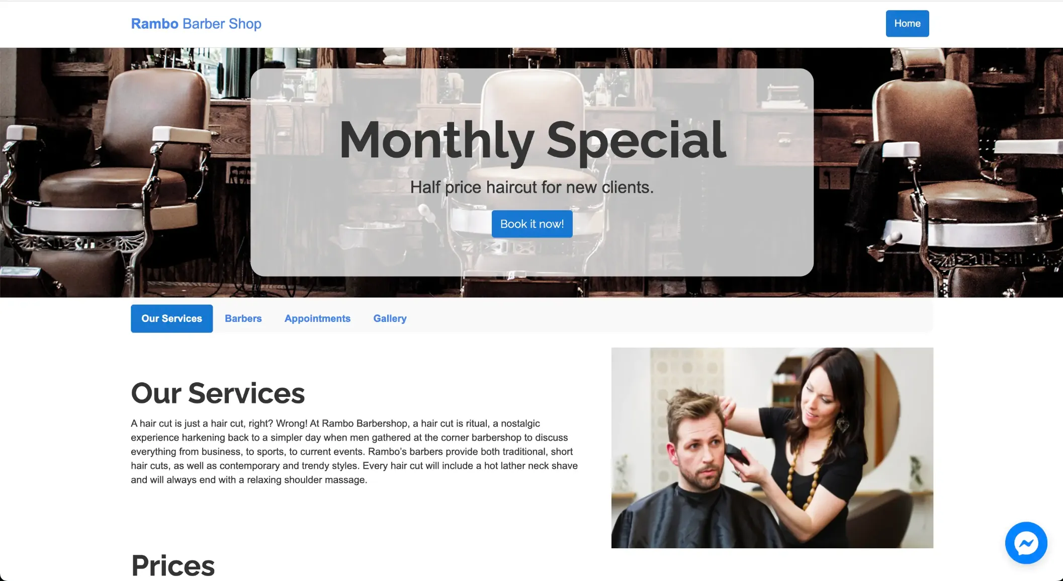 Barbershop and Salon Website by Sowynet