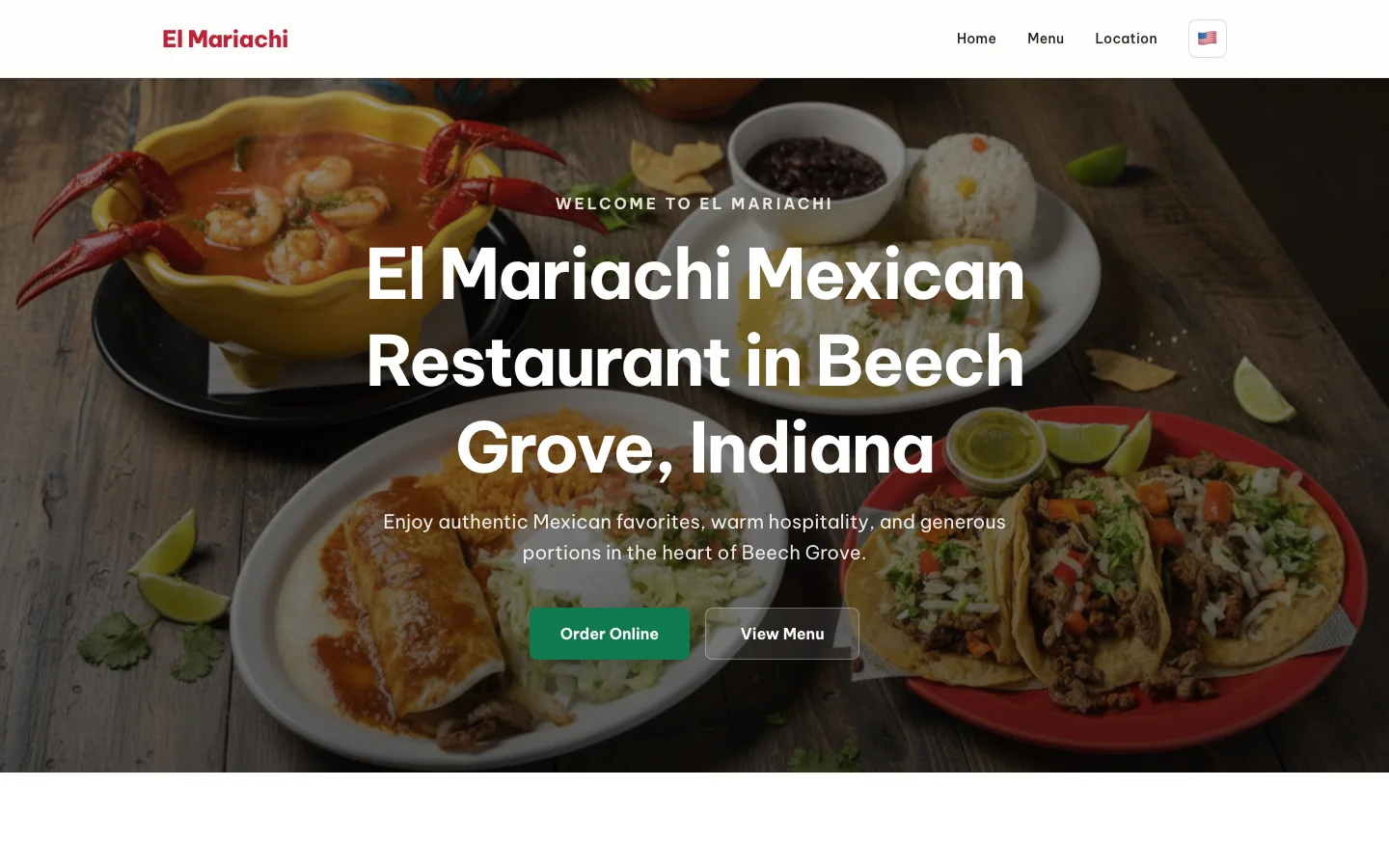 El Mariachi Beech Grove bilingual restaurant website