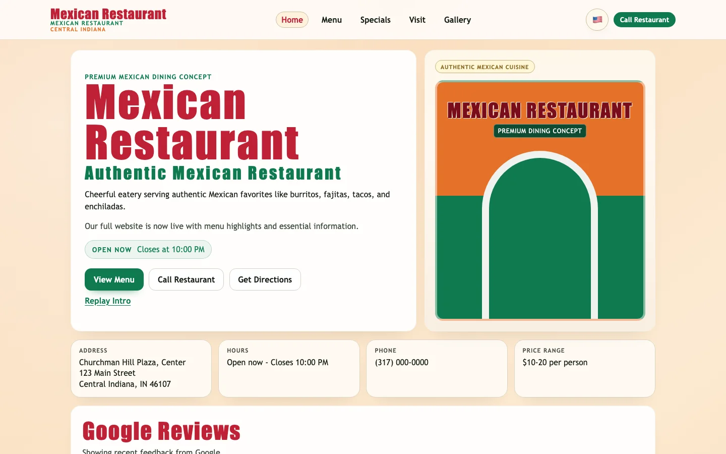 Mexican Restaurant Premium website by Sowynet